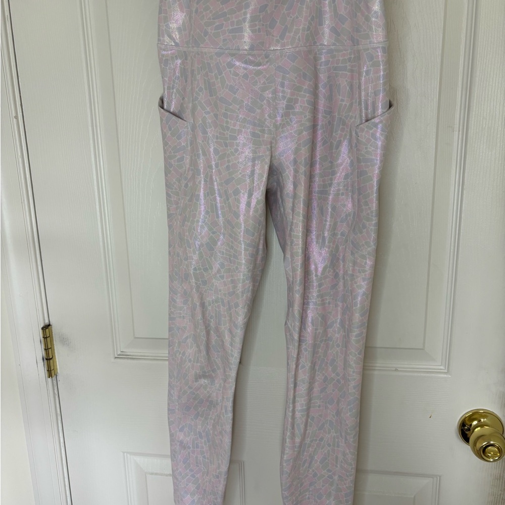 Stylish Pink Fabletics Lux shiny Patterned Women's Pants